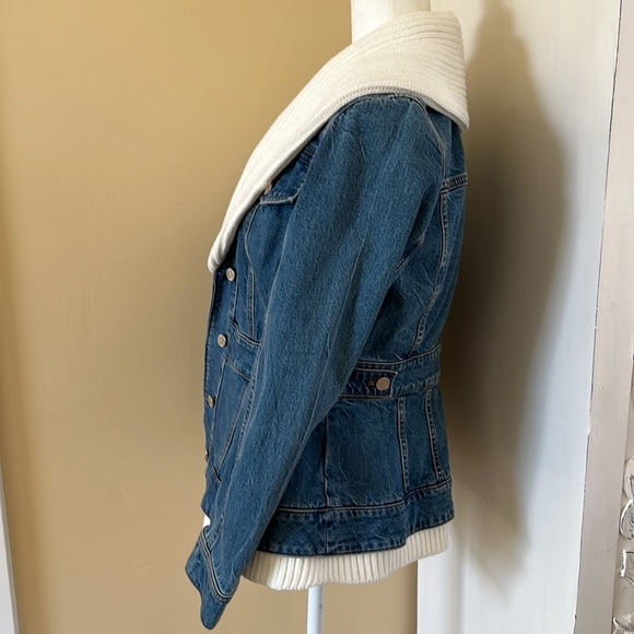 NWT WHBM sweater peplum jean jacket. Size s - Picture 2 of 7